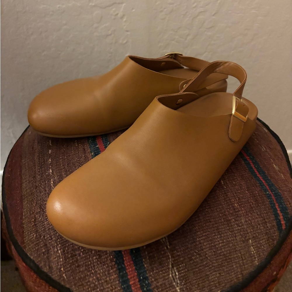 Beatrice Valenzuela camel leather mules clogs 8.5-9